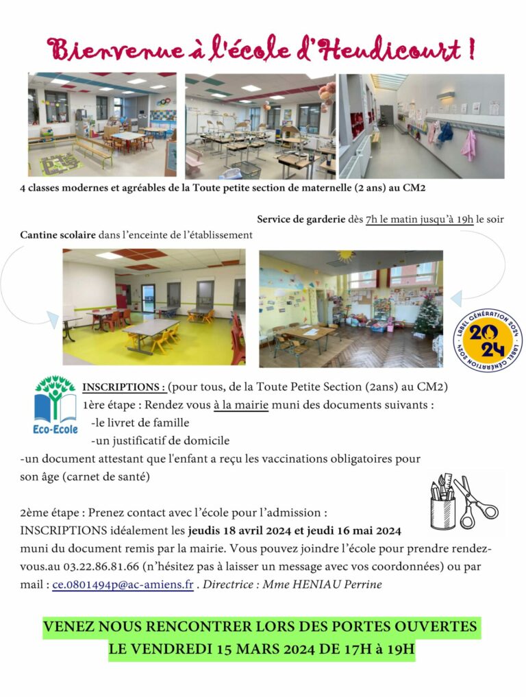 Inscription école rentrée 2024