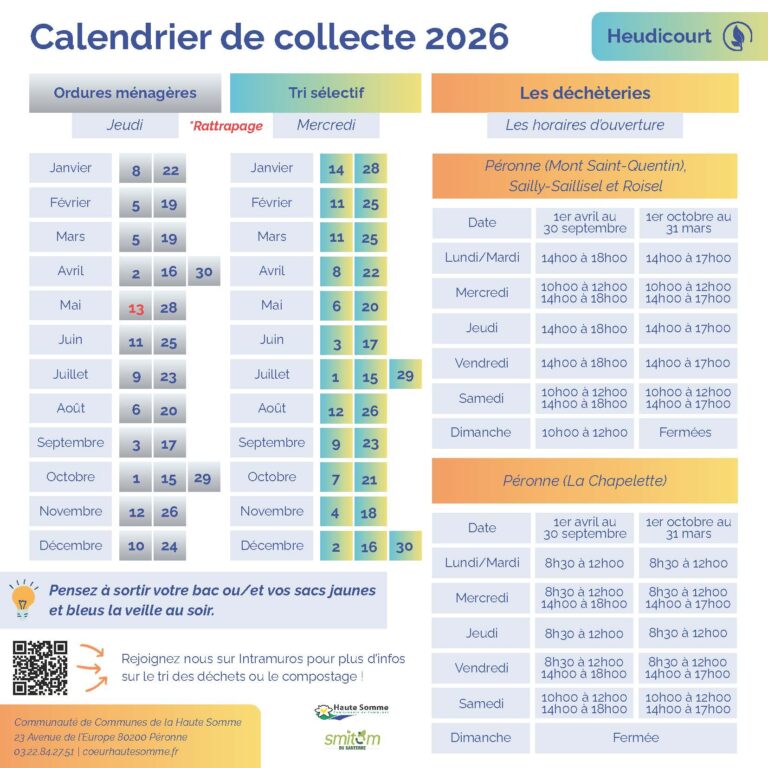 Calendrier de collecte des déchets 2026